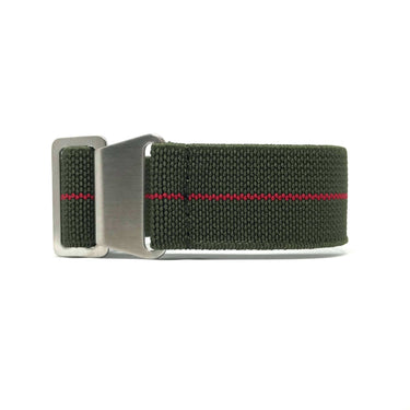 Marine Nationale Military Style Elastic Strap - Military Green & Red